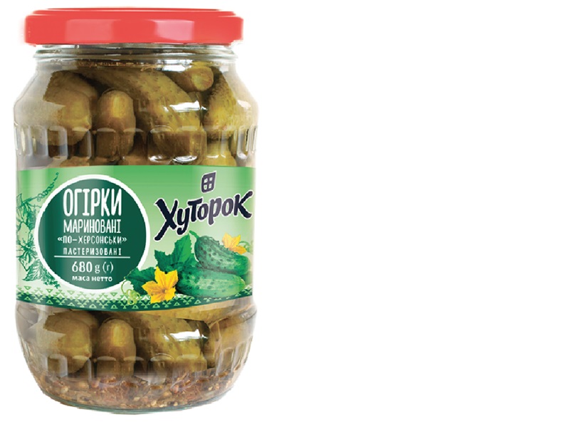 Огірки мариновані ТМ "Хуторок" 680г (720мл).